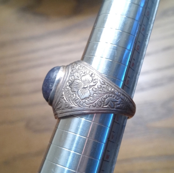 Antique Vintage 925 Sterling Silver w Blue Dumortierite Ring 10 - Picture 10 of 16